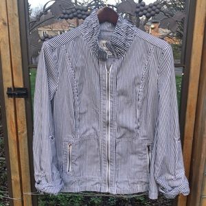 Live a Little gray striped zipper front jacket size XL